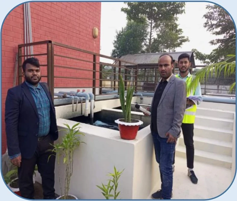 Team members visiting a textile industry Effluent Treatment Plant, pictured in the company catalogue