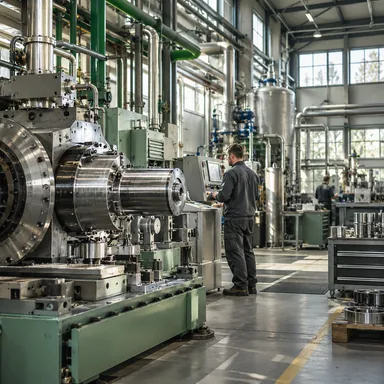 Modern manufacturing workshop with organized industrial machinery