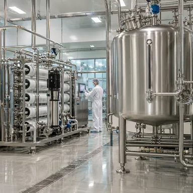 Purified-water equipment in a clean pharmaceutical facility